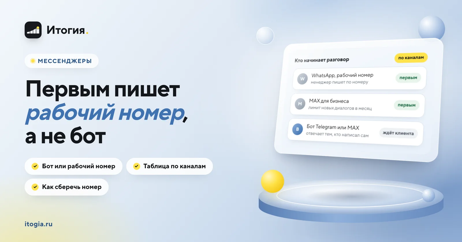 Можно ли из CRM написать клиенту первым в Telegram, WhatsApp или MAX?